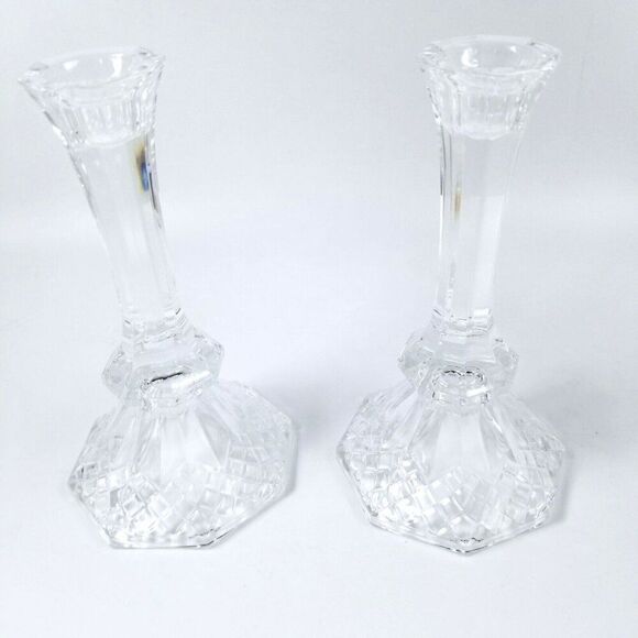 Wedding Centerpiece Candle Lite Candlestick Crystal Clear Glass 7.5" USA Lot 2 - Picture 6 of 6